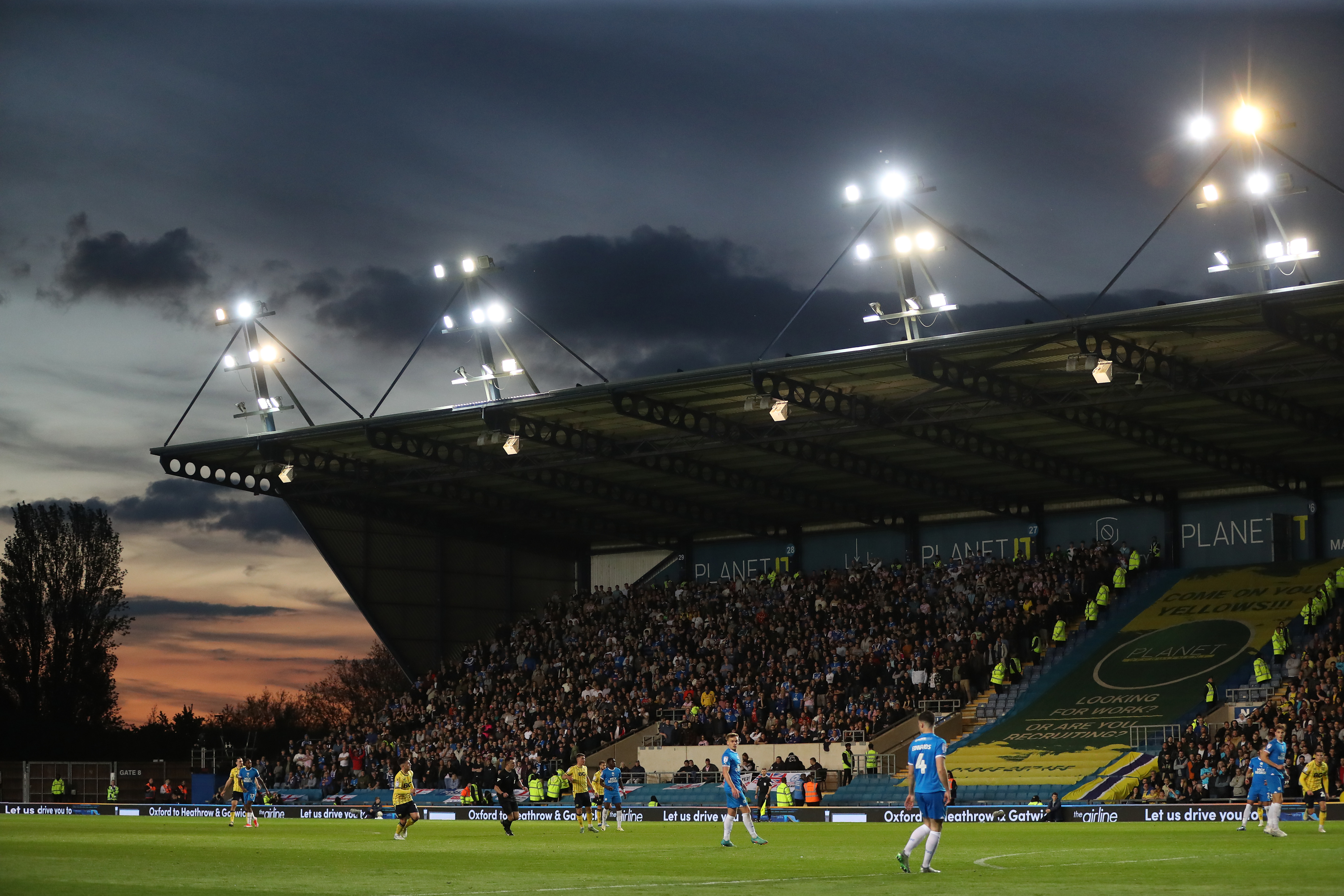 Away supporters at the Kassam Stadium