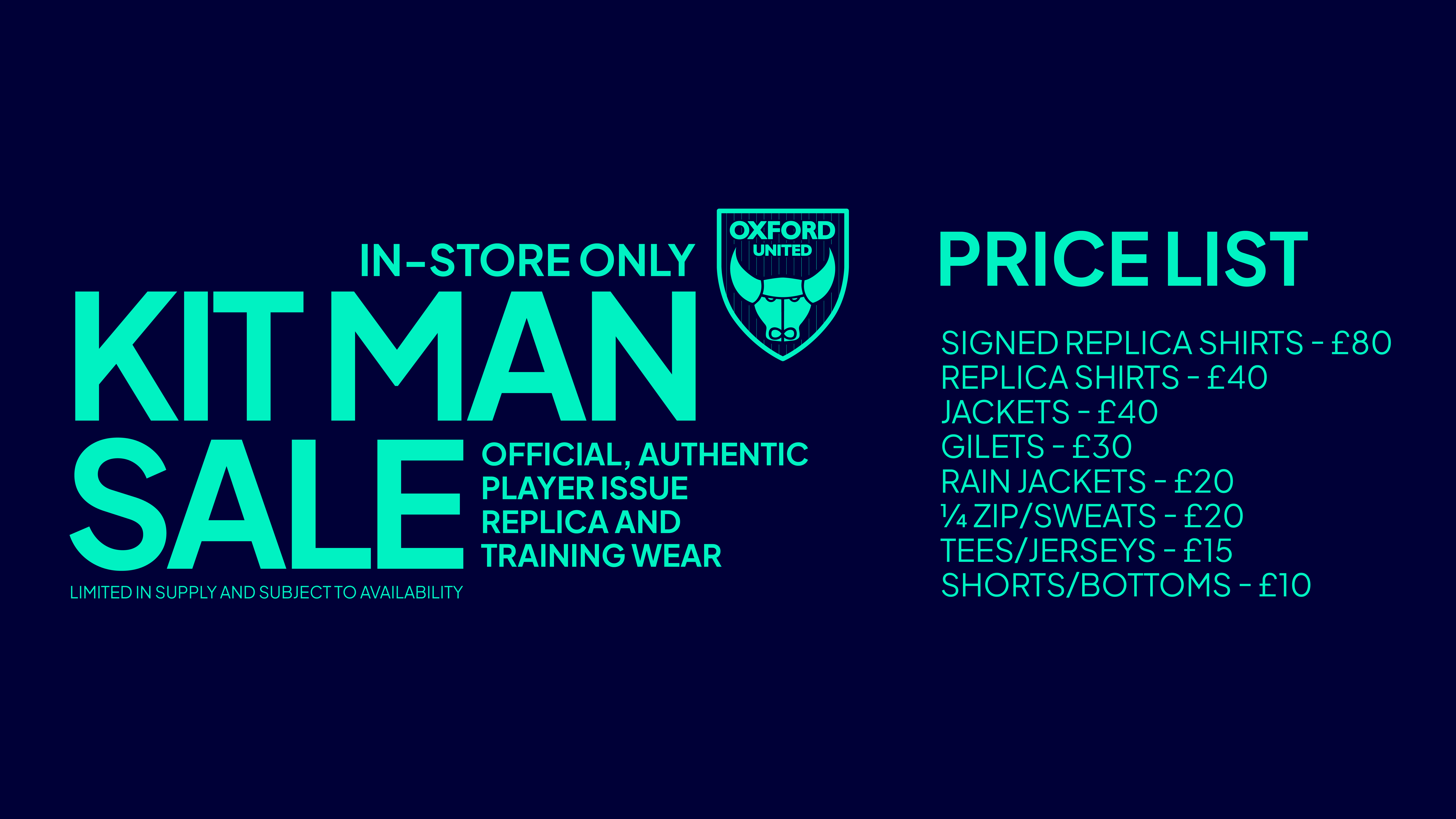 Kit Man Sale Pricing