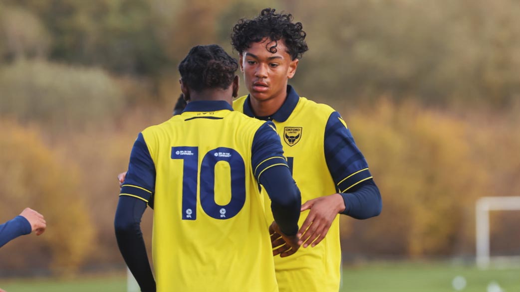 Kesh Purcell celebrates for Oxford United Under-18s