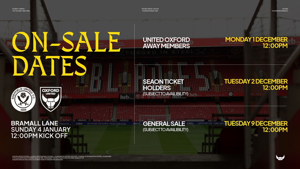 Sheff United (A) On Sale Dates