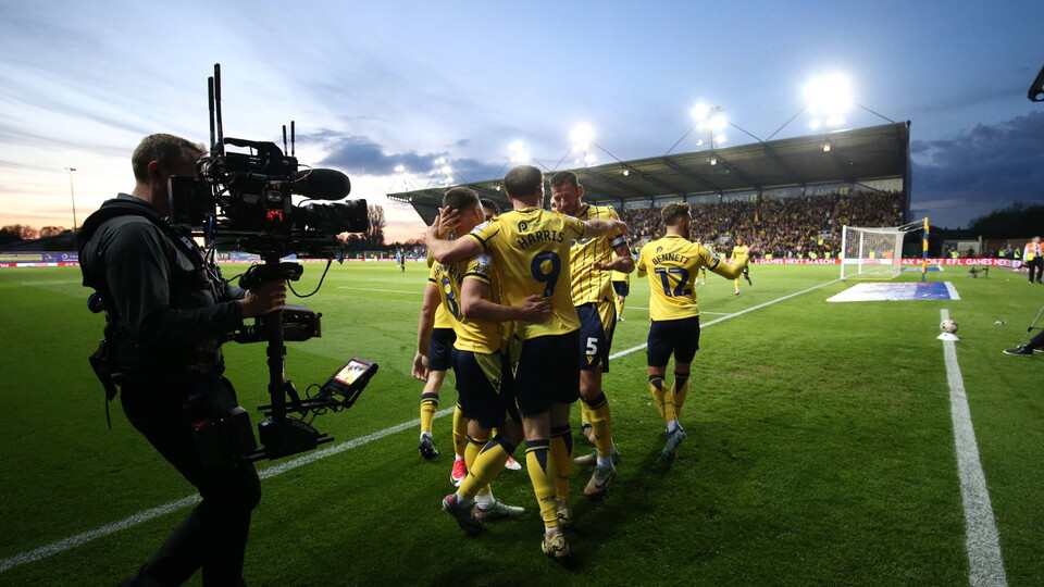 Players Celebrating at Kassam Stadium