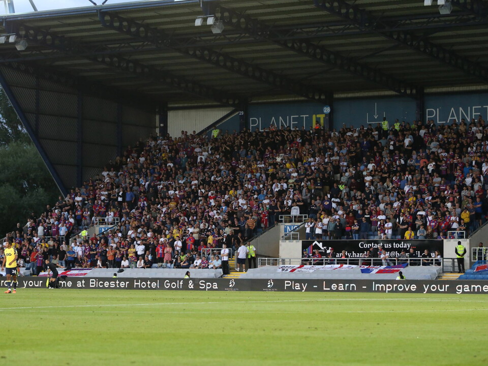 Visiting supporters at the Kassam Stadium