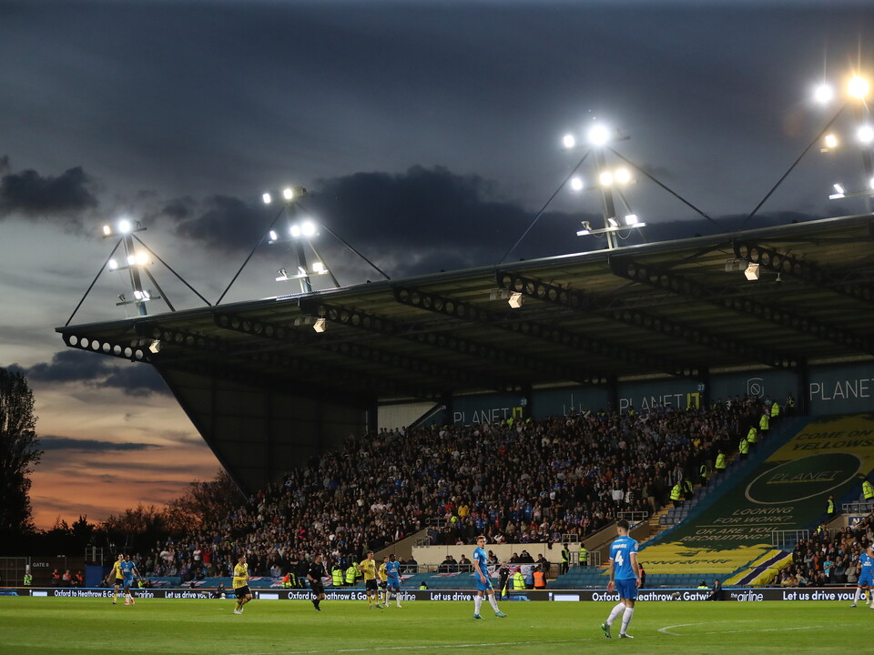 Away supporters at the Kassam Stadium